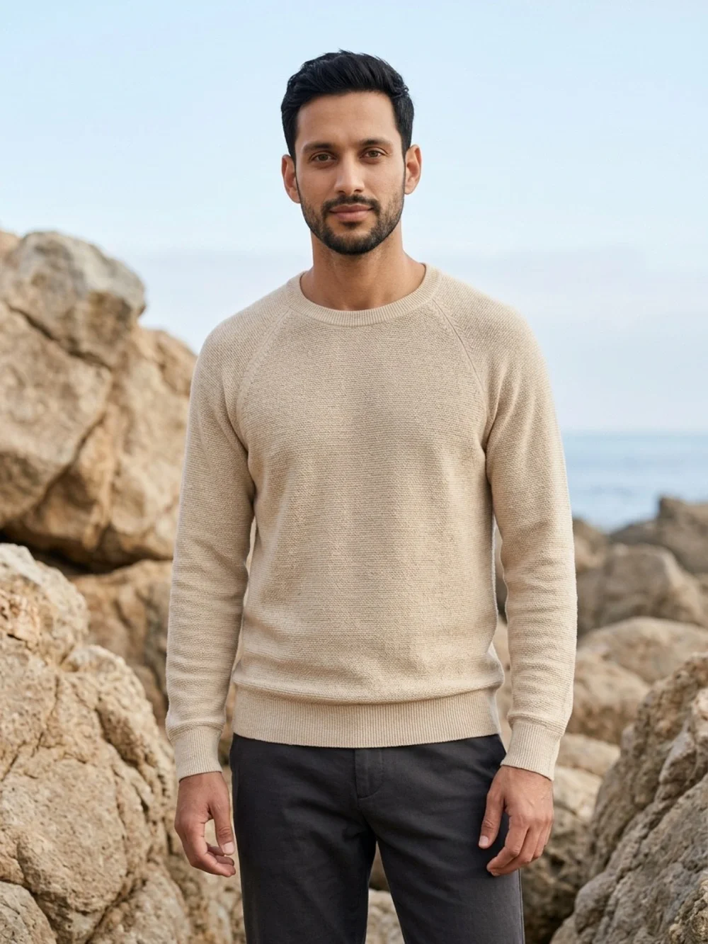 NWT J. Crew Lightweight Cream Tan Crew Neck Sweater - Size Large